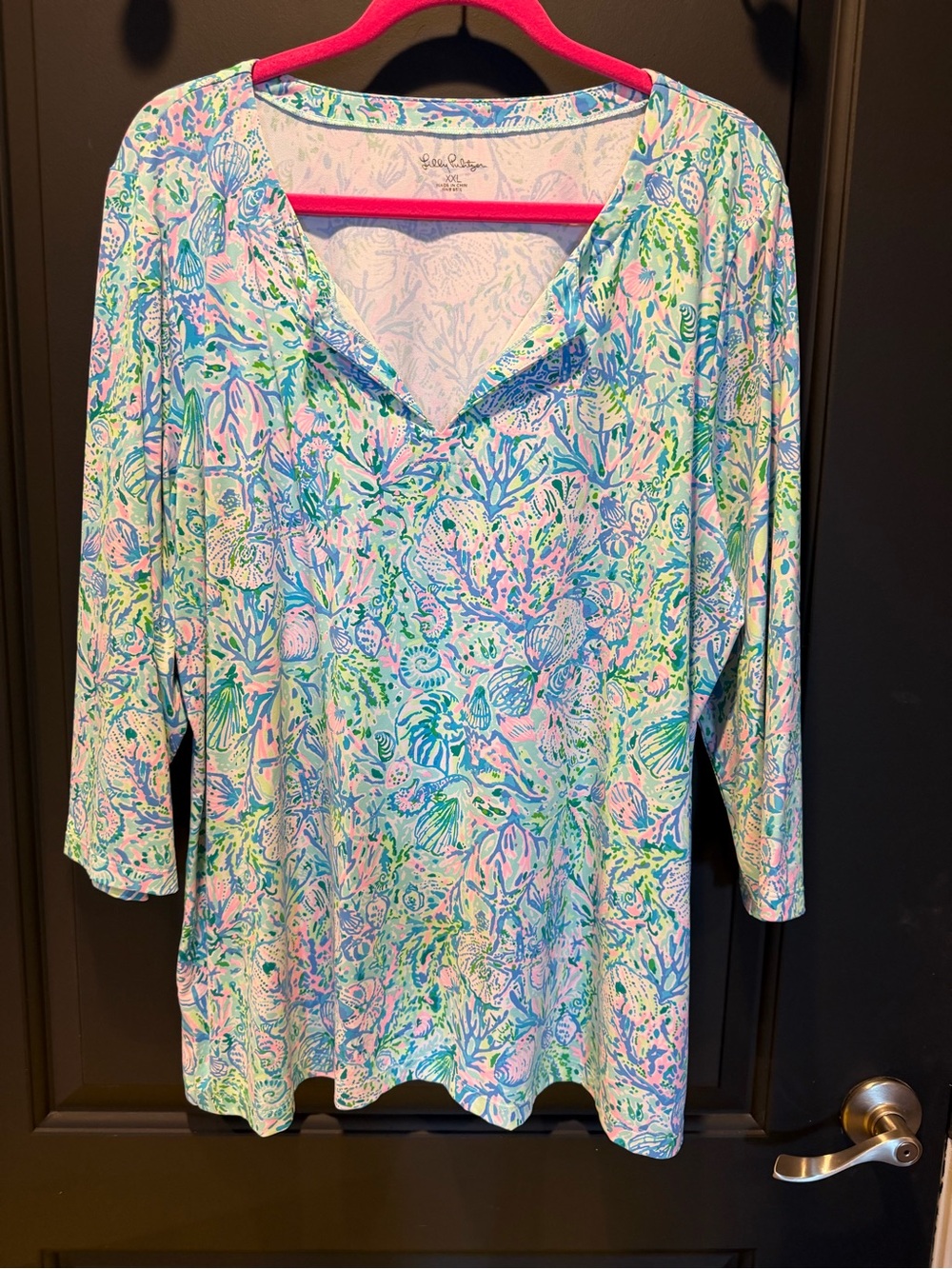 Lilly Pulitzer ChillyLilly Pastel Seashell & Coral Print Tunic - Blue Pink Green